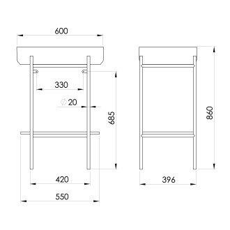 PUNO podstavec s umyvadlem 600x860x396mm, černá SKA590-2-01