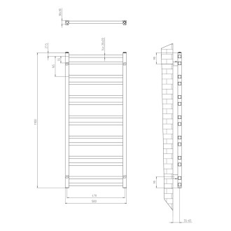 METRO DOS otopné těleso 500x1100 mm, černá mat IR432TB