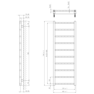 METRO LIGHT otopné těleso 400x1140 mm, černá mat IR445TB