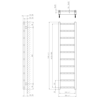 METRO LIGHT otopné těleso 300x1140 mm, černá mat IR444TB