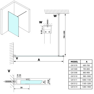 VARIO WHITE jednodílná sprchová zástěna ke stěně, sklo nordic, 1100 mm GX1511-07