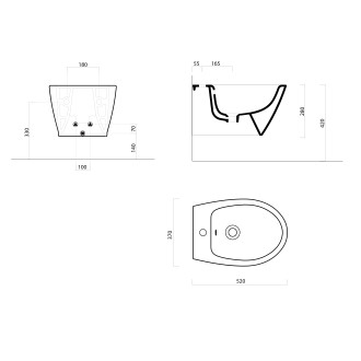 MODO bidet závěsný, 37x52cm, černá mat 9864126