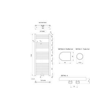 ALYA otopné těleso rovné 500x1188mm, středové připojení, chrom LLS302