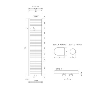 ALYA otopné těleso rovné 600x1785mm, středové připojení, chrom LLS306