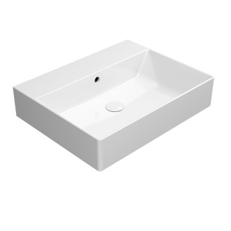 KUBE X keramické umyvadlo 60x47cm, broušená spodní hrana, bez otvoru, bílá 94319011
