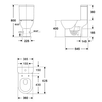DARIO RIMLESS WC kombi mísa s nádržkou, spodní/zadní odpad, bílá 201.431.4