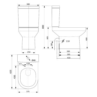 VERMET WC kombi mísa, spodní/zadní odpad, bílá VR038