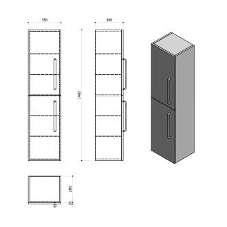 THEIA skříňka vysoká 35x138x29,3cm, levá/pravá, dub alabama TH350-2222
