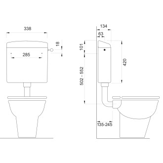 WC kombi, dvojtlačítko 4,5/6l, zadní odpad, bílá TP3306