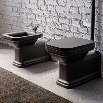 WALDORF WC mísa stojící, 37x65cm, spodní/zadní odpad, černá mat 411631