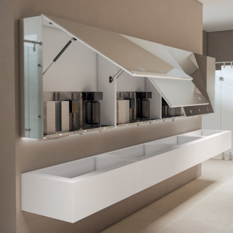 ESSENTIA zrcadlová skříňka 1000 mm s dávkovačem mýdla a zásobníkem na ručníky MUM000126