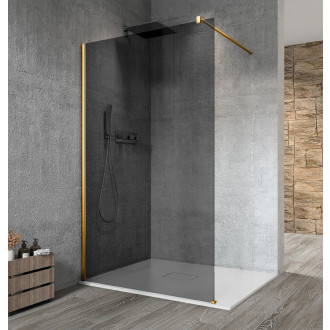 VARIO GOLD MATT jednodílná sprchová zástěna ke stěně, kouřové sklo, 1200 mm GX1312-01