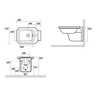 WALDORF bidet závěsný 37x55cm, černá mat 4125K7