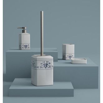 CIXI WC štětka na postavení, porcelán, bílá/modrá CX3389