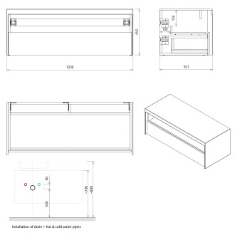 Koupelnový set VIERA 120, dub alabama / bílá mat KSET-037 KSET-037