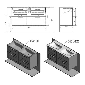 Koupelnový set AMIA 120, dub collingwood KSET-042 KSET-042