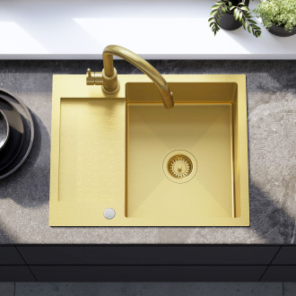 Rea Ocelový dřez Paul BRUSH GOLD KPL-96010