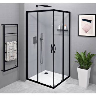 SIGMA SIMPLY BLACK čtvercový sprchový kout 1200x1200 mm, rohový, čiré sklo GS2112B-01