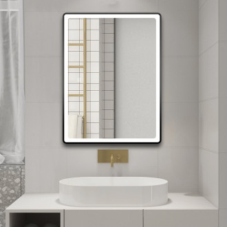 SWIDA zrcadlo s LED osvětlením 60x80cm, dotykový senzor, stmívatelné, černá mat SW060