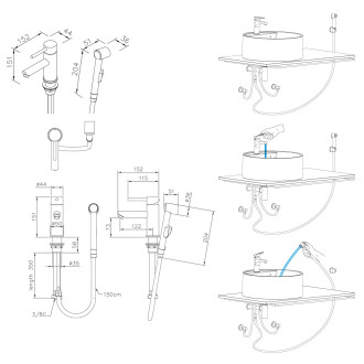 Koupelnový set LATUS IV 50,5, dub stříbrný KSET-080 KSET-080