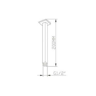 Sprchové stropní ramínko, hranaté, 200mm, černá mat 1205-07B 1205-07B