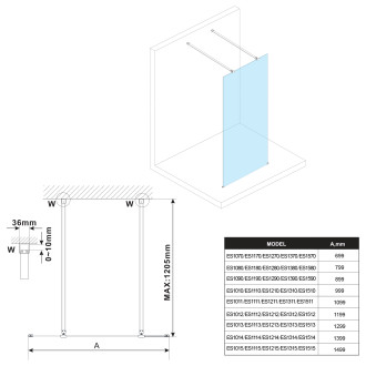 ESCA čiré sklo 1067x2100mm ES1011
