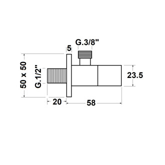 Rohový ventil hranatý, 1/2"x3/8", zlato mat SL219