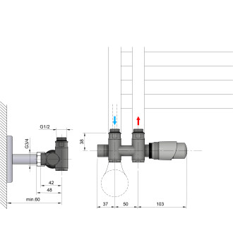 WICHER COMBI připojovací sada termostatická pro středové připojení 50mm, bílá 600.331.4