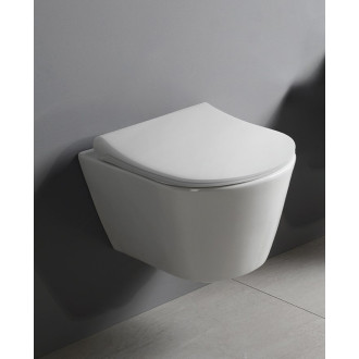 AVVA SHORT závěsná WC mísa, Rimless, 35,5x49cm, bílá 200114