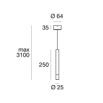 PUCCINI závěsné LED svítidlo, 2W, 250x25mm, bílá 9250