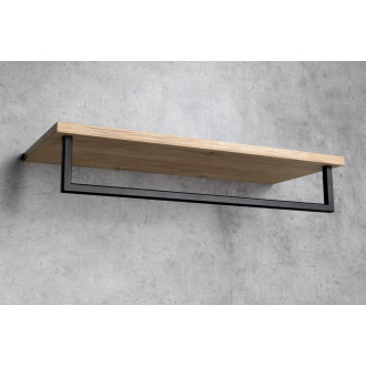 SKA polička na ručníky s hrazdou 600x250mm, dub/černá mat SKA385B
