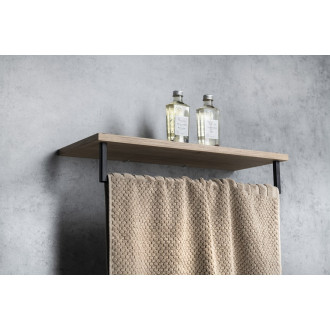 SKA polička na ručníky s hrazdou 600x250mm, dub/černá mat SKA385B