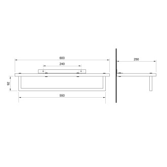 SKA polička na ručníky s hrazdou 600x250mm, bílá mat SKA385W