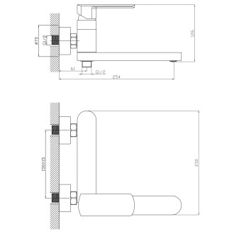 MIXONA nástěnná vanová baterie, otočné ramínko, chrom MG211