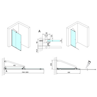 MODULAR SHOWER zástěna s pojezdy 1000 mm, černá MS5-100B