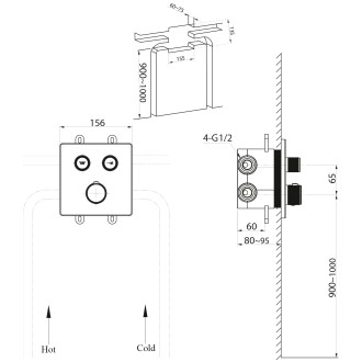 SMARTSELECT podomítková sprchová termost baterie, box, 2 výstupy, černá mat UBC-RP042B