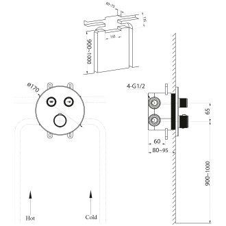 SMARTSELECT podomítková sprchová termostbaterie, box, zlato mat UBC-RP032GB 53123