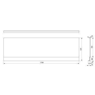 COUVERT NIKA panel čelní 170x52cm, černá mat 72848.21