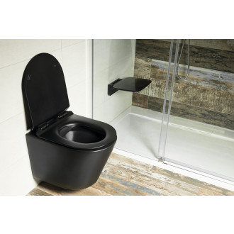 PACO závěsná WC mísa, Rimless, 36x53cm, černá mat PZ1012WRB