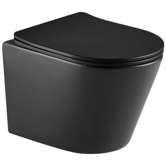 PACO závěsná WC mísa, Rimless, 36x53cm, černá mat PZ1012WRB