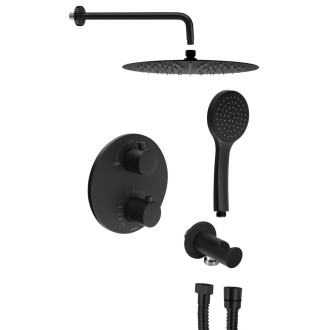Podomítkový sprchový set s termostatickou baterií, box, 2 výstupy, černá mat RH399B-01