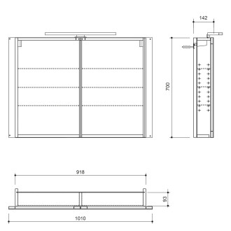 GRETA galerka s LED osvětlením, 101x70x14cm, černá mat GR105-0035