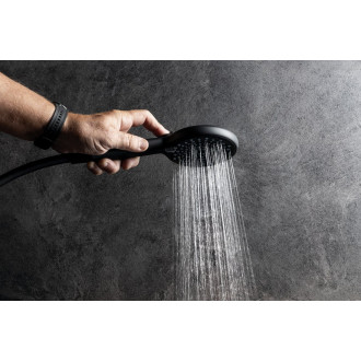 Ruční masážní sprcha, 4 režimy sprchování, průměr 120mm, ABS/černá mat 1204-51B