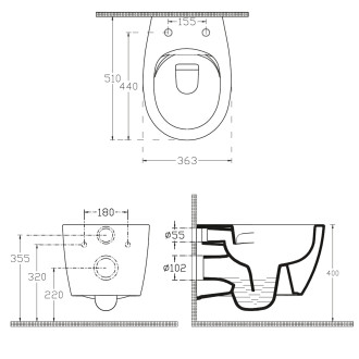 SENTIMENTI závěsná WC mísa, Rimless, 36x51cm, bílá 10AR02012