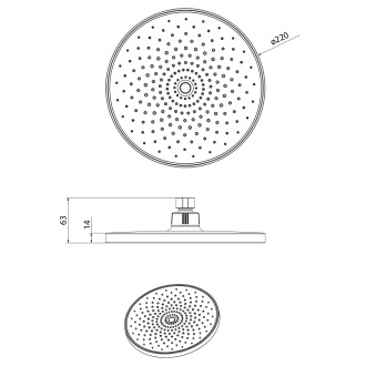 Hlavová sprcha, průměr 220mm, ABS/černá mat SK852B