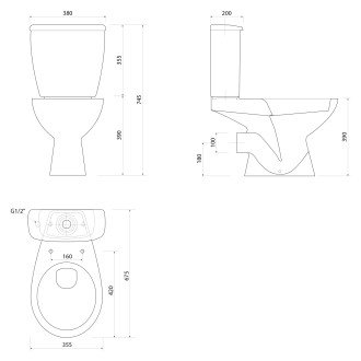 JOSE WC kombi, dvojtlačítko 3/6l, zadní odpad, bílá PS8812