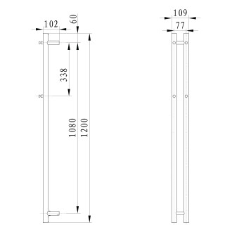 PAPINADO elektrický sušák ručníků 109x1200mm, 40W, černá mat ER340