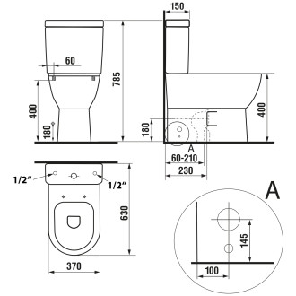 JALTA WC kombi, Rimless, s bidetovým sedátkem CLEAN STAR, spodní/zadní odpad, bílá LB402-1