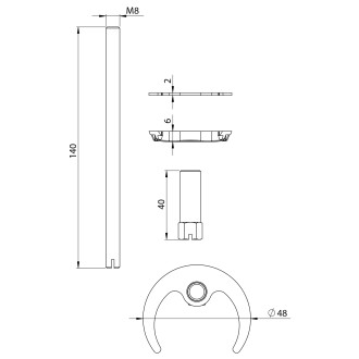 Upevňovací sada k baterii 1 závit, 8x140mm FISSK605 FISSK605