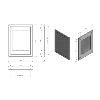 NIROX zrcadlo v rámu 600x800mm, antracit matný NX608-3434